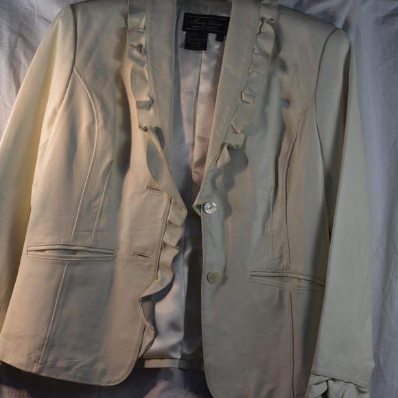 Leather Jacket Frilled SZ L Terry Lewis Classic Luxuries - Picture 3 of 9